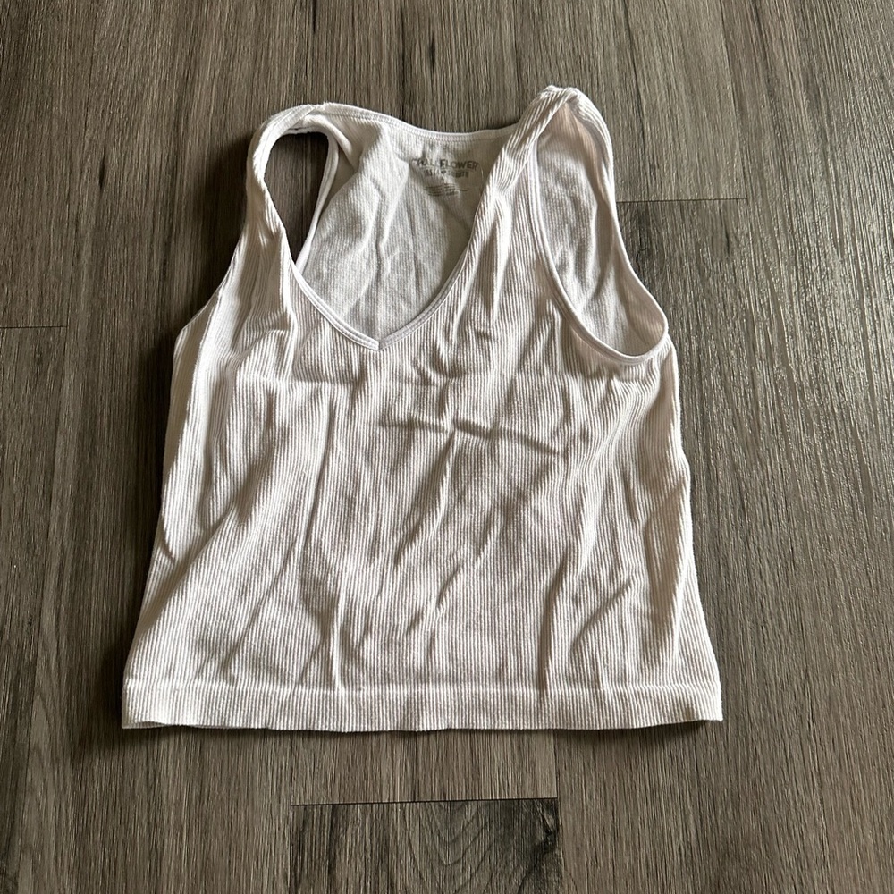 White Ribbed Women's Tank Top